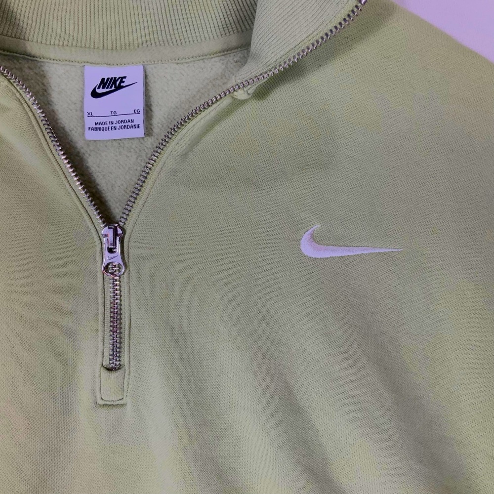 Nike Womens XL Sage Green Quarter Zip Cropped Fleece Sweatshirt DQ5838-334 - Picture 4 of 6
